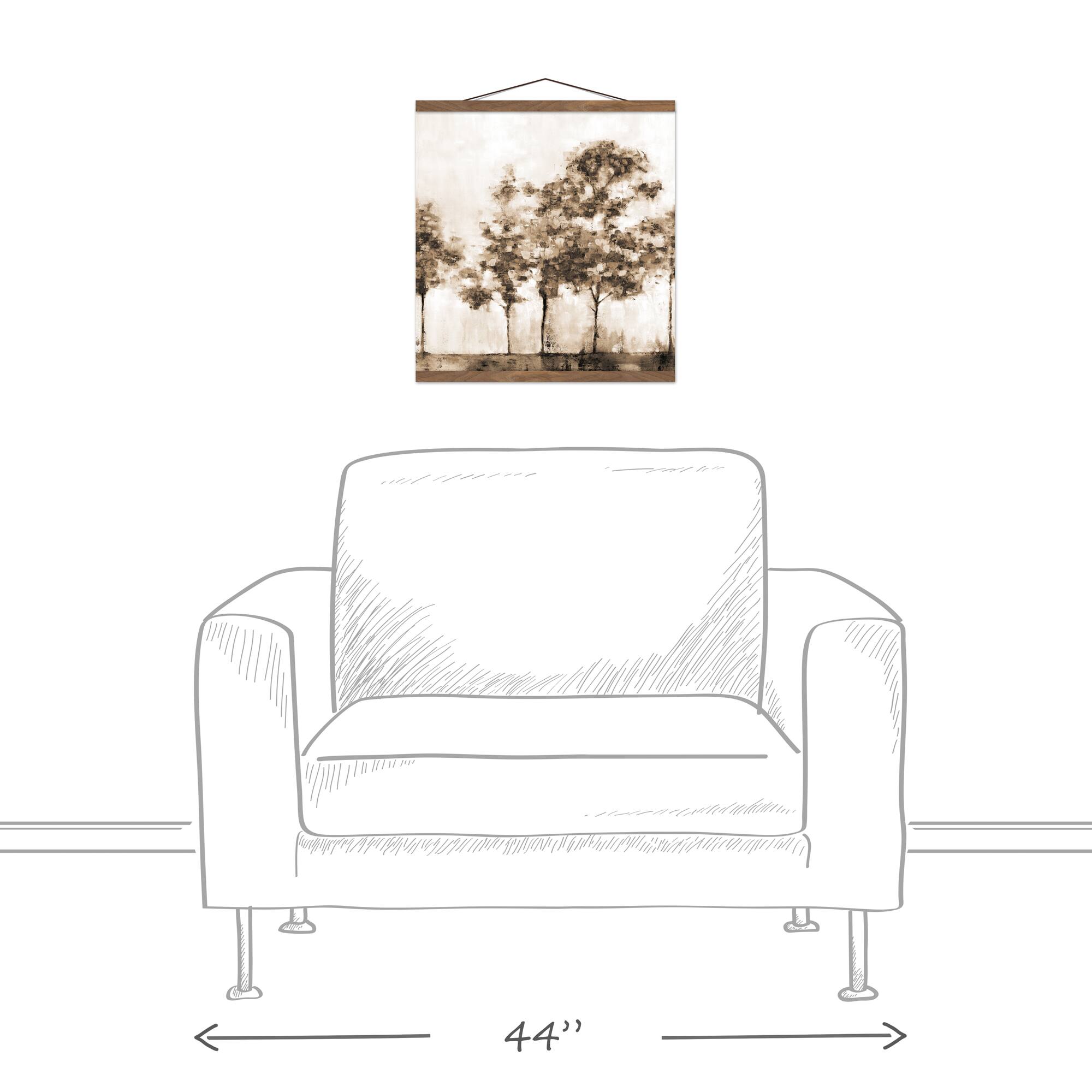 Sepia Painted Trees 16" x 16" Teak Hanging Canvas
